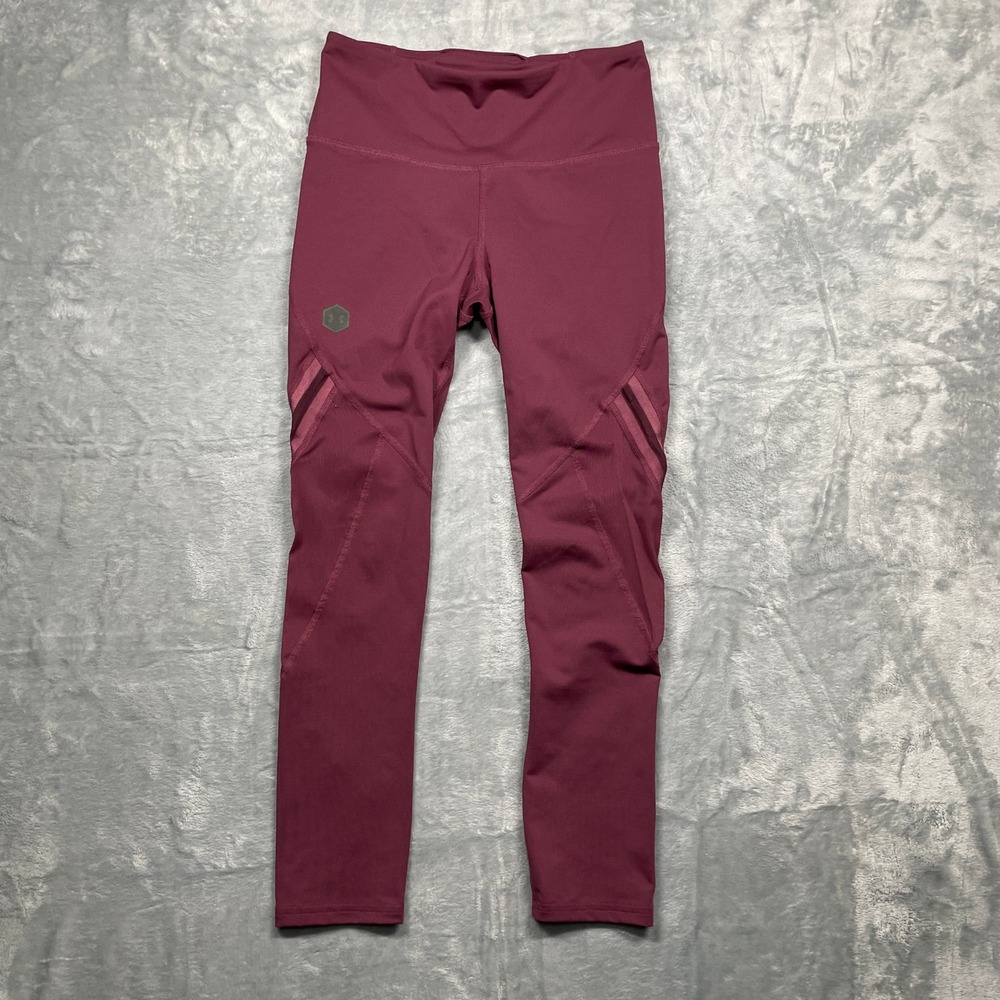 Under‎ Armour Rush Celliant Leggings Womens Small Berry Maroon Mesh High Rise